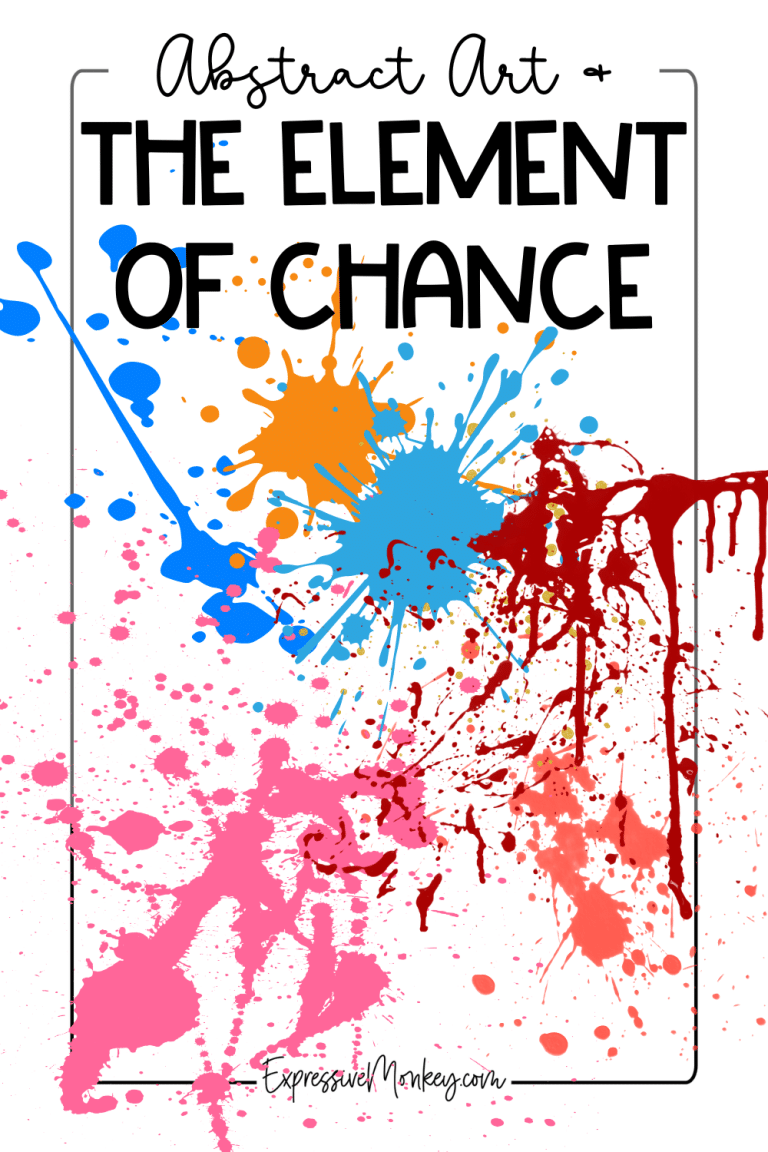 Abstract Art + The Element of Chance with splattered paint below the title.